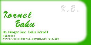kornel baku business card